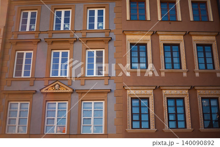 Classic Facades of Restored Townhouses in Warsaw Classic Facades of Restored Townhouses in Warsaw 140090892