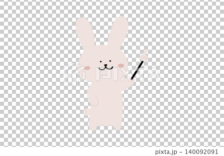 一幅沒有線條的兔子插畫，畫的是一隻拿著指示棒的兔子。 140092091