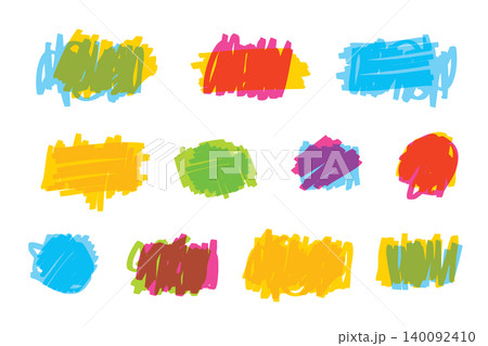 Colorful hand-drawn scribble shapes set,...のイラスト素材 [140092410] - PIXTA