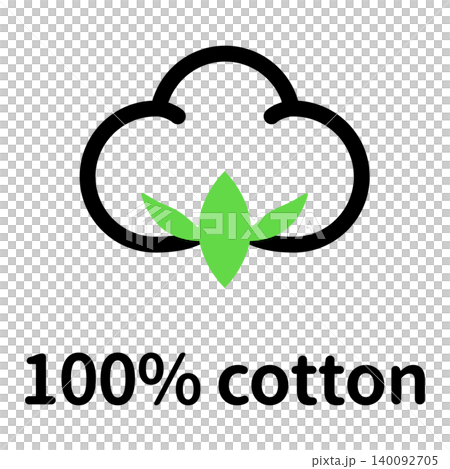綿100%・天然コットン素材の機能表示アイコン素材英語 綿100%・天然コットン素材の機能表示アイコン素材英語 140092705