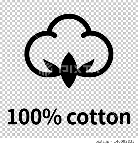 綿100%・天然コットン素材の機能表示アイコン素材英語モノクロ 綿100%・天然コットン素材の機能表示アイコン素材英語モノクロ 140092833
