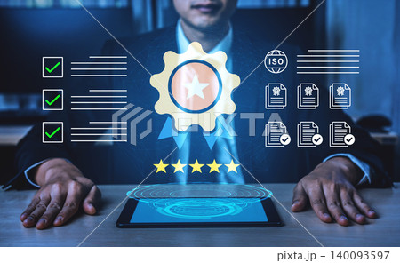 Business Professional Overseeing Quality Assurance Process with Digital Certification and Data Analytics in Modern Corporate Environment Cyphers. Business Professional Overseeing Quality Assurance Process with Digital Certification and Data Analytics in Modern Corporate Environment Cyphers. 140093597