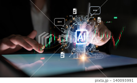 AI Algorithmic Trading Bot Interface with Stock Market Charts. Corpus 140093991