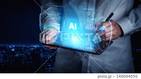 AI analytics HUD with realtime dashboards metrics and cloud intelligence. Corpus 140094050