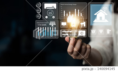 Innovative Smart Home Control Interface with Energy Monitoring Features Demonstrating User Interaction and Data Visualization Technology Gantry Innovative Smart Home Control Interface with Energy Monitoring Features Demonstrating User Interaction and Data Visualization Technology Gantry 140094145