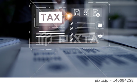 Financial accounting and tax preparation with official government documents. Fermion 140094259