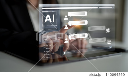 AI chatbot for customer service and user support on a digital platform. Fermion 140094260