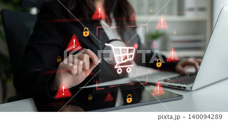 E-commerce security warning for online shopping and payment risks. Fermion E-commerce security warning for online shopping and payment risks. Fermion 140094289