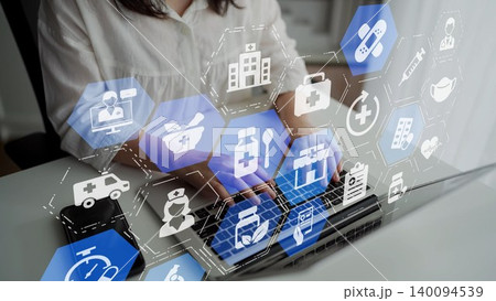 Online pharmacy icons for digital healthcare and medical services Funnel Online pharmacy icons for digital healthcare and medical services Funnel 140094539