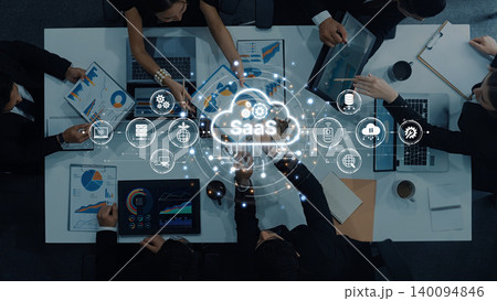Collaborative Business Meeting with Analytics and Cloud Computing in Focus, Modern Office Environment, Digital Data Presentation, Teamwork in Action Trope Collaborative Business Meeting with Analytics and Cloud Computing in Focus, Modern Office Environment, Digital Data Presentation, Teamwork in Action Trope 140094846
