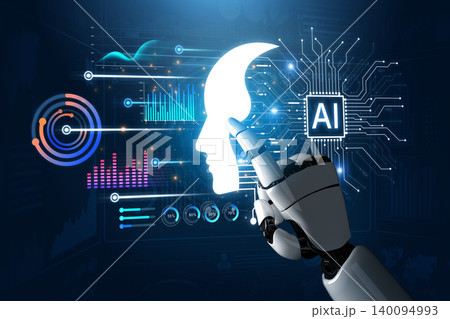 AI mind and analytics concept with neural circuits and performance charts. Corpus AI mind and analytics concept with neural circuits and performance charts. Corpus 140094993