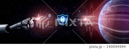 AI Cybersecurity Shield with Data Protection Icons and Circuit Lines. Corpus AI Cybersecurity Shield with Data Protection Icons and Circuit Lines. Corpus 140094994
