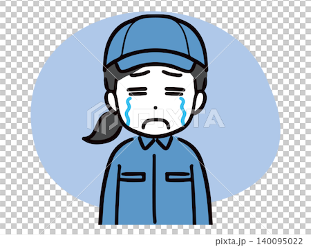 A young female worker crying and looking sad (upper body, front view) A young female worker crying and looking sad (upper body, front view) 140095022