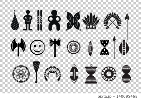 Native American Tribal Symbols Collection Isolated on White Background 140095468