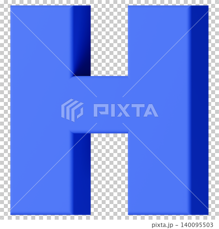 3D素材_アルファベット_H_青 140095503
