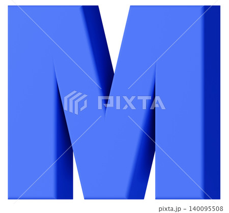 3D素材_アルファベット_M_青 3D素材_アルファベット_M_青 140095508