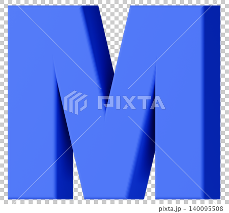 3D素材_アルファベット_M_青 3D素材_アルファベット_M_青 140095508