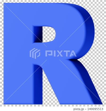 3D素材_アルファベット_R_青 140095513