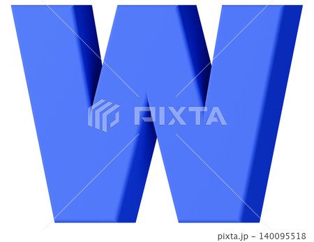 3D素材_アルファベット_W_青 3D素材_アルファベット_W_青 140095518