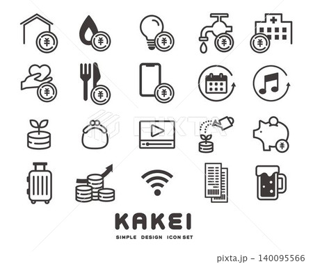 家計や生活費に関するベクターアイコンイラスト 家計や生活費に関するベクターアイコンイラスト 140095566