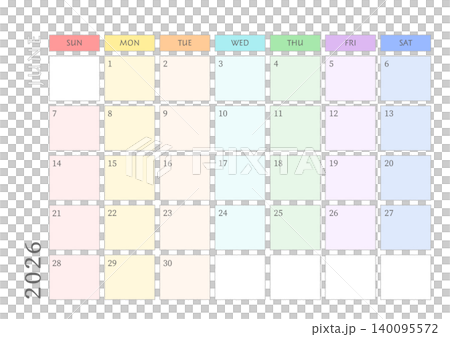 2026年6月カレンダー月間 A4比率 デザイン素材 2026年6月カレンダー月間 A4比率 デザイン素材 140095572