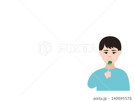 野菜が好きな男の子のベクターイラスト素材 野菜が好きな男の子のベクターイラスト素材 140095578