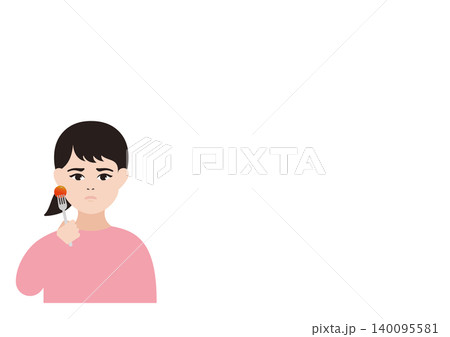野菜が苦手な女の子のベクターイラスト素材 140095581