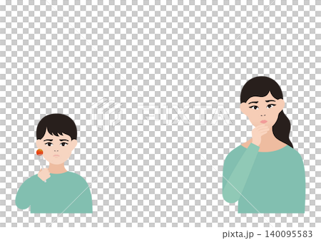 野菜が苦手な男の子と偏食に悩む母親のベクターイラスト素材 野菜が苦手な男の子と偏食に悩む母親のベクターイラスト素材 140095583