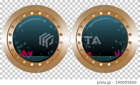 A view of the deep sea from two windows of a submarine (horizontal banner type) A view of the deep sea from two windows of a submarine (horizontal banner type) 140095600