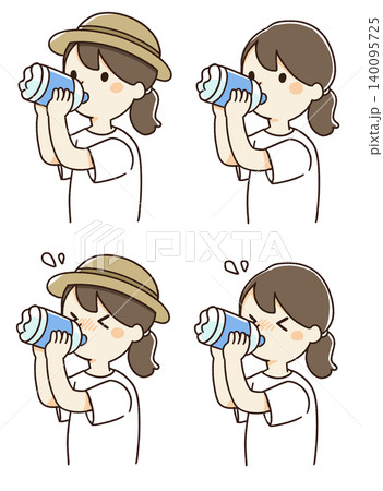 水分補給をする女性のイラスト 水分補給をする女性のイラスト 140095725