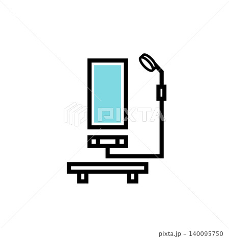 鏡とシャワーが付いたお風呂の洗い場の住宅設備水回りアイコンイラスト 鏡とシャワーが付いたお風呂の洗い場の住宅設備水回りアイコンイラスト 140095750