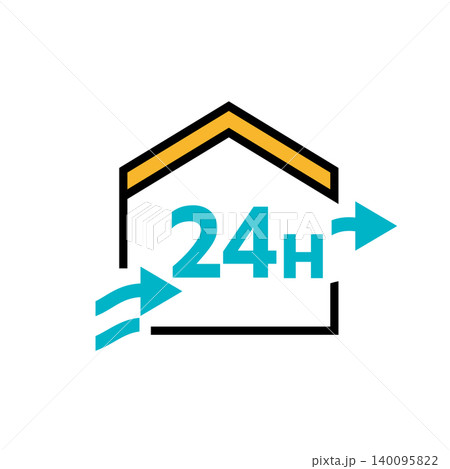 24時間換気システムで住宅の空気を循環させる計画換気のアイコンイラスト 24時間換気システムで住宅の空気を循環させる計画換気のアイコンイラスト 140095822