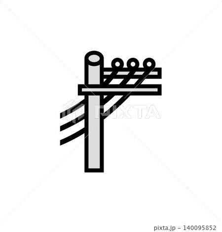 電線や電柱を表す住宅周辺の電気インフラアイコンイラスト 140095852