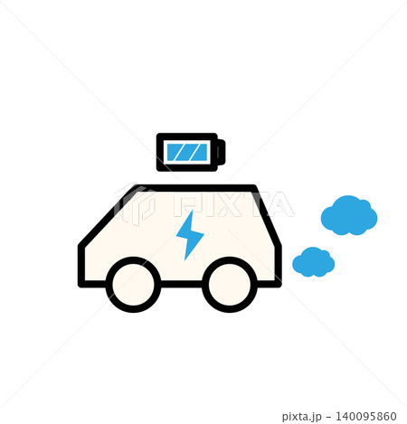 電気自動車やエコカーを表すアイコンイラスト。走行している電気自動車 140095860