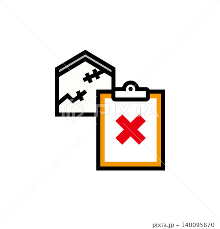 住宅の性能検査や不適合を表す劣化診断のアイコンイラスト 住宅の性能検査や不適合を表す劣化診断のアイコンイラスト 140095870