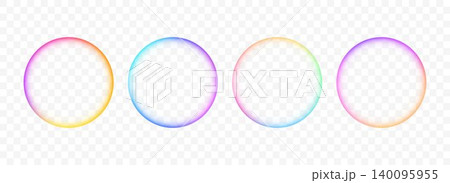 Iridescent rainbow gradient round frame set. Blurred vivid circle border collection. Vibrant color radial banner element pack. Bright colorful bubble box template bundle. Vector sphere Iridescent rainbow gradient round frame set. Blurred vivid circle border collection. Vibrant color radial banner element pack. Bright colorful bubble box template bundle. Vector sphere 140095955