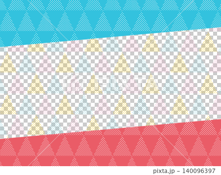 A vibrant blue and red frame with a stylish triangular seamless pattern. A vibrant blue and red frame with a stylish triangular seamless pattern. 140096397