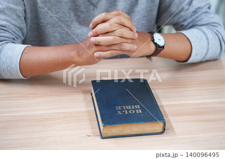Christian Prayer With Bible For Religious Faith Worship Devotion And Spiritual Guidance Christian Prayer With Bible For Religious Faith Worship Devotion And Spiritual Guidance 140096495