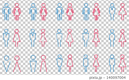 男女廁所圖示集，廁所符號圖示向量素材 140097004