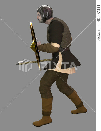 3D Warrior with Axe and Shield 3D Warrior with Axe and Shield 140097331
