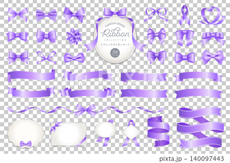 A set of vector illustrations featuring elegant purple ribbons and frames / for funerals and memorial services. A set of vector illustrations featuring elegant purple ribbons and frames / for funerals and memorial services. 140097443