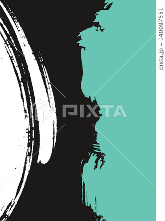 Abstract Black and Turquoise Brush Composition 140097551