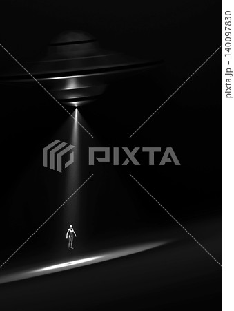 UFO Abduction of a Human, 3d rendering UFO Abduction of a Human, 3d rendering 140097830