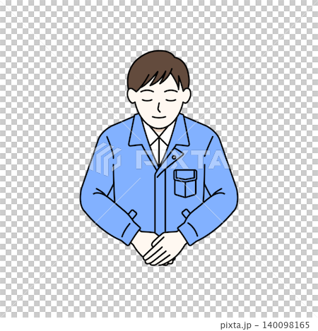 男性作業員 お辞儀 挨拶 礼儀 ビジネス イラスト 140098165