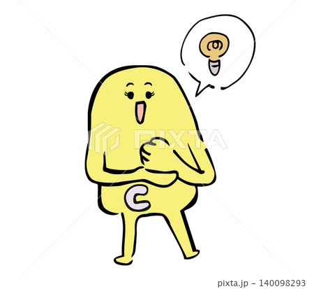 閃いたビタミンCのキャラクター 電球のマーク 閃いたビタミンCのキャラクター 電球のマーク 140098293