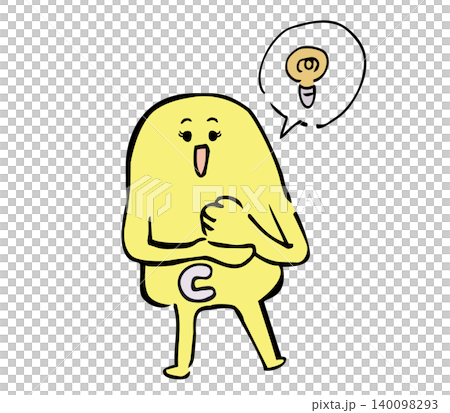 閃いたビタミンCのキャラクター 電球のマーク 閃いたビタミンCのキャラクター 電球のマーク 140098293