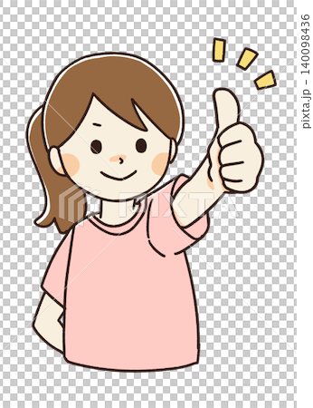 親指を立てる人物のイラスト(女性) 親指を立てる人物のイラスト(女性) 140098436
