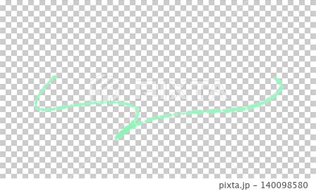 ミントグリーンのクレヨン風手描き流れるチェックマーク風ラインイラスト素材 ミントグリーンのクレヨン風手描き流れるチェックマーク風ラインイラスト素材 140098580