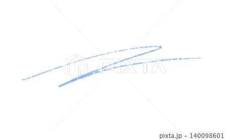 パステルブルーのクレヨン風手描き二重スクイグルのカーブラインイラスト素材 140098601