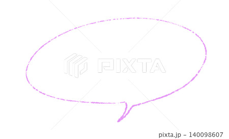 ラベンダーのクレヨン風手描き横長楕円のフキダシイラスト素材 140098607